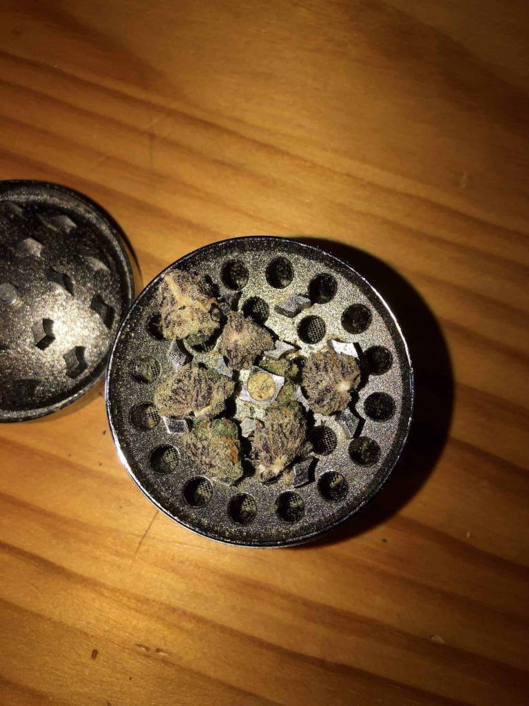 Broken up nugs in grinder