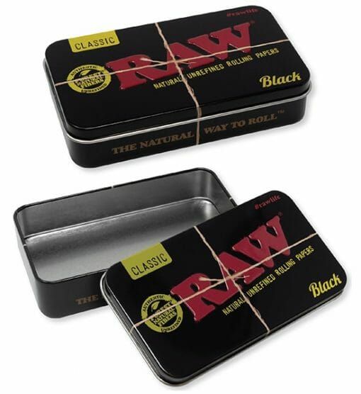 Raw Black Metal Storage Tin Storage Tins Cannabox