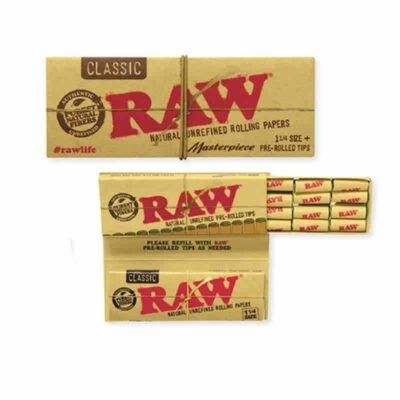 Raw Masterpiece 1 1/4” Rolling Papers With Pre Rolled Tips