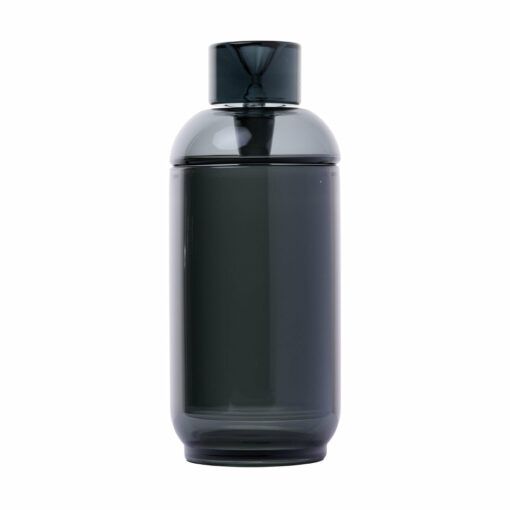 The NWTN Home Vesper Gravity Pipe is a sleek, dark gray, cylindrical glass bottle with a rounded cap, featuring a modern, minimalistic design and photographed against a white background.