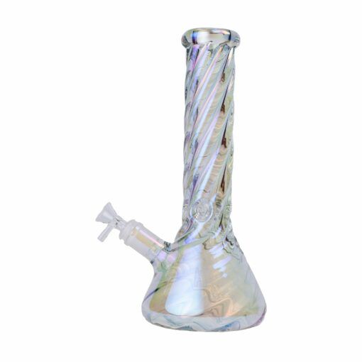 Human Grade Twisted Iridescent Beaker Water Pipe - Image 2