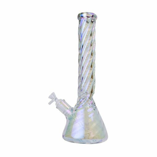 Human Grade Twisted Iridescent Beaker Water Pipe - Image 3