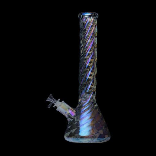 Human Grade Twisted Iridescent Beaker Water Pipe - Image 5