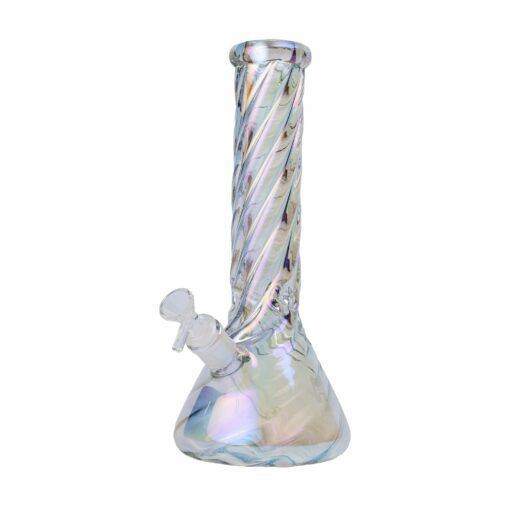Human Grade Twisted Iridescent Beaker Water Pipe - Image 8
