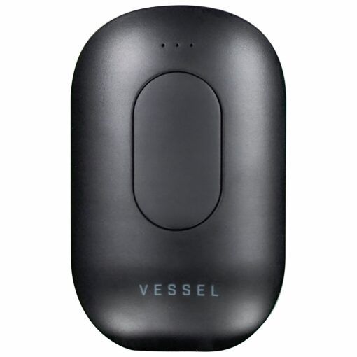 The Freeze Pipe Vape Pen is a black, oval-shaped device with "VESSEL" printed near the bottom and three small indicator lights near the top, displayed against a white background.