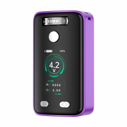 The Yocan Uni 3.0 Vaporizer in purple features a digital display showing 4.2V, a battery icon, and front control buttons, making it ideal for convenient vaping and charging.