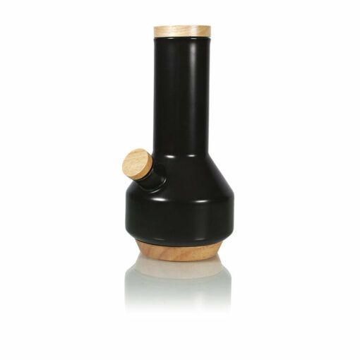 The RYOT CERAMIC MAPLE TRAVELLER PIPE pairs modern matte black ceramic with a maple wood base, mouthpiece, and bowl, evoking sleek style reminiscent of RYOT pipes and shown against a white background.