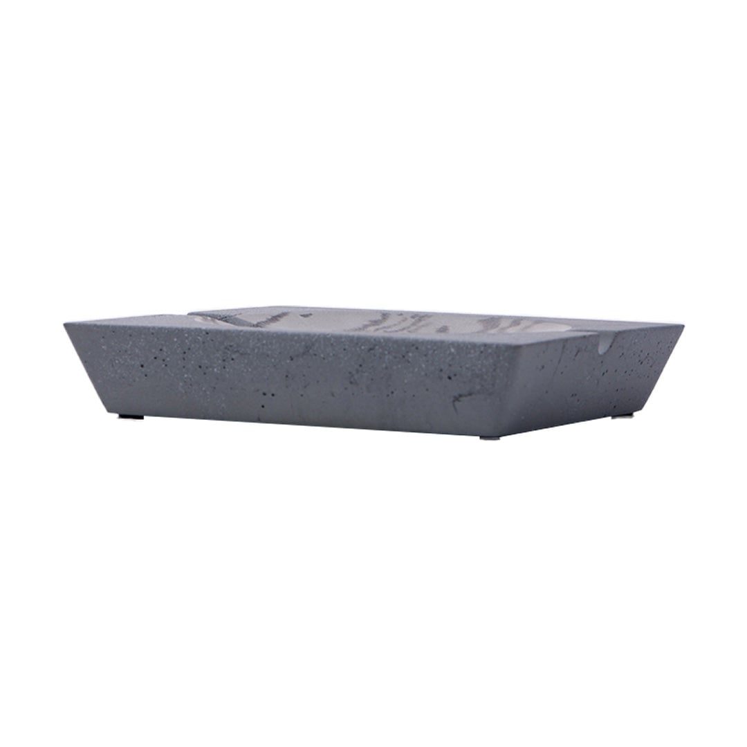 A rectangular, shallow grey NWTN Home Roseland Set Ashtray with slightly angled sides and a smooth surface is displayed against a white background.