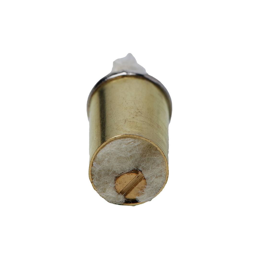 Close-up of a small cylindrical metal object with a brass-colored base, white filter material, and central screw, displayed against a plain white background. Designed for use with the Mj Arsenal Phoenix Baton.