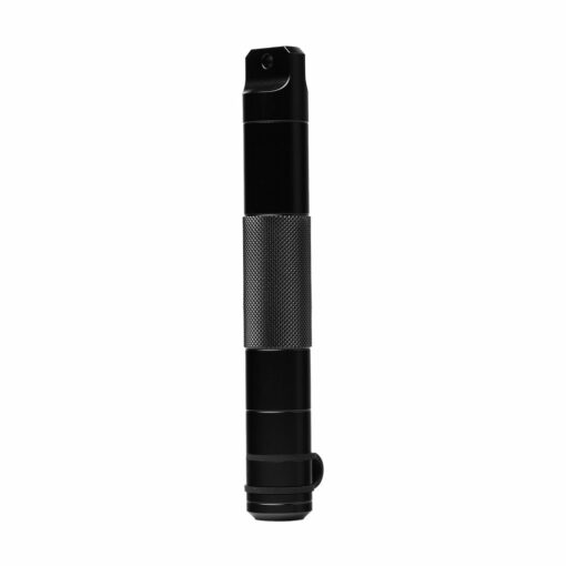 The Mj Arsenal Phoenix Baton is a black, cylindrical handheld tool featuring a textured middle grip and smooth ends, displayed vertically on a white background.