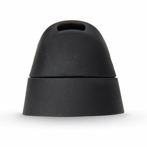 A black Puffco Proxy Core, featuring a dome shape and a small rectangular slot near the top, set against a white background.