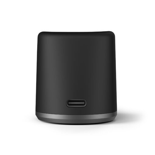 The Ridge Charger [Black] is a compact, black, cylindrical device with a matte finish, silver base, and a single USB-C port on the front, shown on a plain white background.