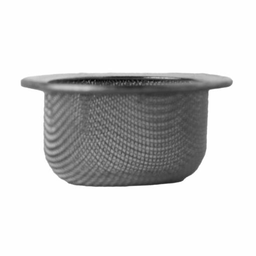 A close-up of an Astral Project Gemstone Pipe Screen, a small round metal mesh strainer basket with a wide rim, designed for filtering or brewing in gemstone pipe setups, shown against a white background.