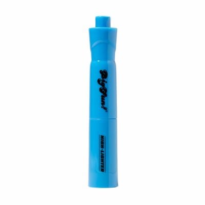 A blue BIGFUN! High-Lighter Vaporizer stands upright on a white background, featuring bold black text with "BIGFUN!" and "High-Lighter" printed on its body.