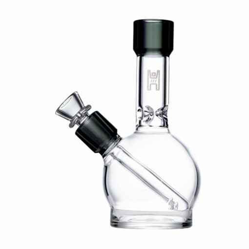The Human Grade 6" Ball Water Pipe features a clear glass design with a round base, straight neck, and angled bowl attachment, showcased against a white background.