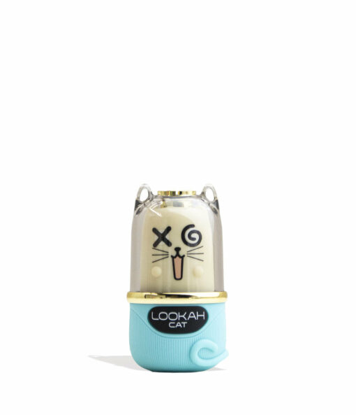 The Lookah Cat 510 Variable Voltage Battery is a small, cat-shaped vape device with cartoon features, a gold collar, and a blue base labeled "LOOKAH CAT," shown against a white background.