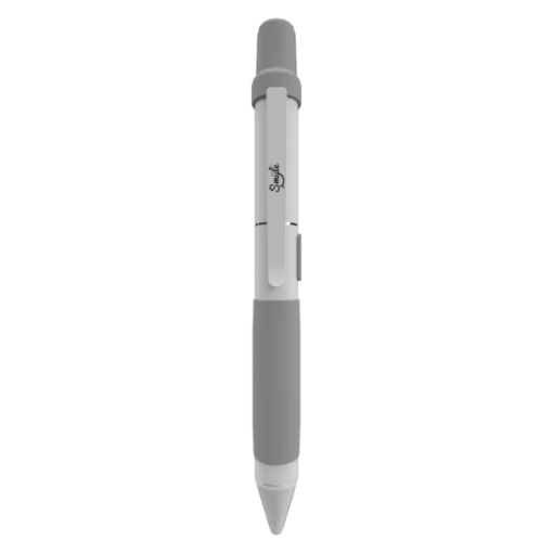 A gray and white Penjamin Cart Pen Discreet 510 Battery with a rubber grip, pocket clip, and “Style” printed on the side, displayed against a plain white background.