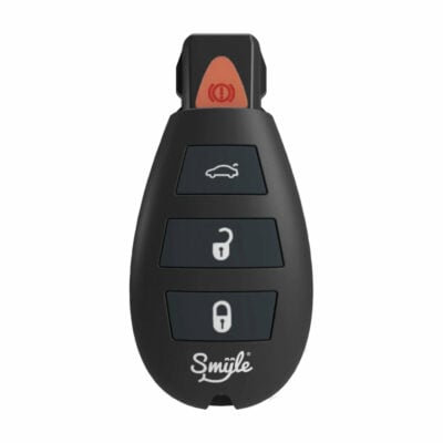 The Penjamin Car Key Vaporizer is a black fob with four buttons: a red one at the top, symbols for car trunk, unlock, and lock. βSmileβ is printed at the bottom.