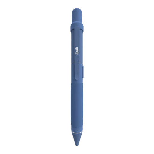 A blue Penjamin Cart Pen Discreet 510 Battery with a clip and white trim, shown upright against a plain white background. The battery features a capped top and the word "Style" near the clip.