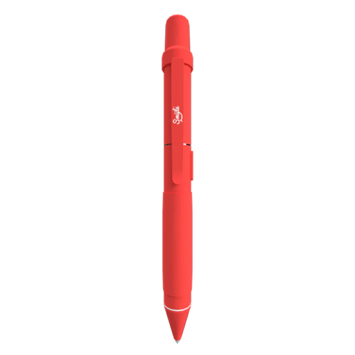 A red Penjamin Cart Pen Discreet 510 Battery with a clip is displayed vertically against a plain white background. The brand name Sizzle appears in white on the barrel.