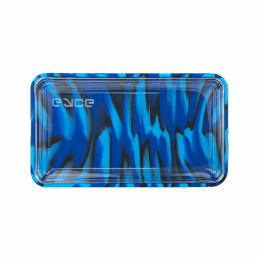 A stylish Eyce Rolling Tray featuring a unique 2-in-1 design that seamlessly combines durable silicone and elegant glass, showcasing its functional aesthetics for an elevated rolling experience, available at Cannabox. - winter