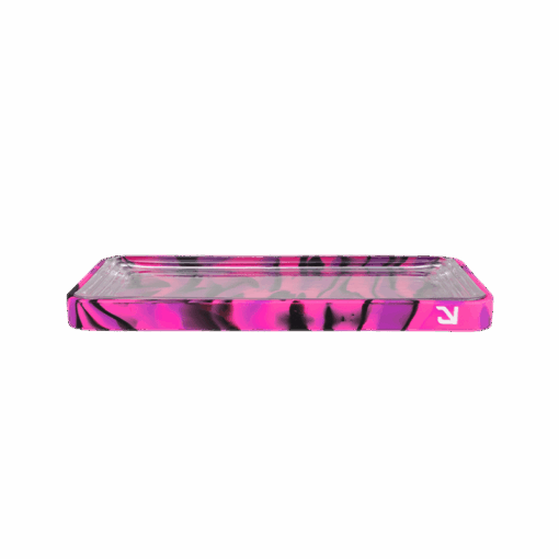 A stylish Eyce Rolling Tray featuring a unique 2-in-1 design that seamlessly combines durable silicone and elegant glass, showcasing its functional aesthetics for an elevated rolling experience, available at Cannabox.