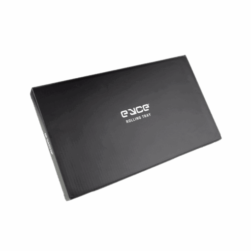 A stylish Eyce Rolling Tray featuring a unique 2-in-1 design that seamlessly combines durable silicone and elegant glass, showcasing its functional aesthetics for an elevated rolling experience, available at Cannabox.