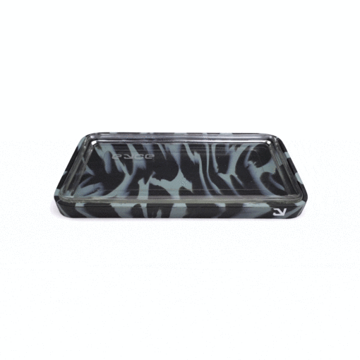 A stylish Eyce Rolling Tray featuring a unique 2-in-1 design that seamlessly combines durable silicone and elegant glass, showcasing its functional aesthetics for an elevated rolling experience, available at Cannabox.