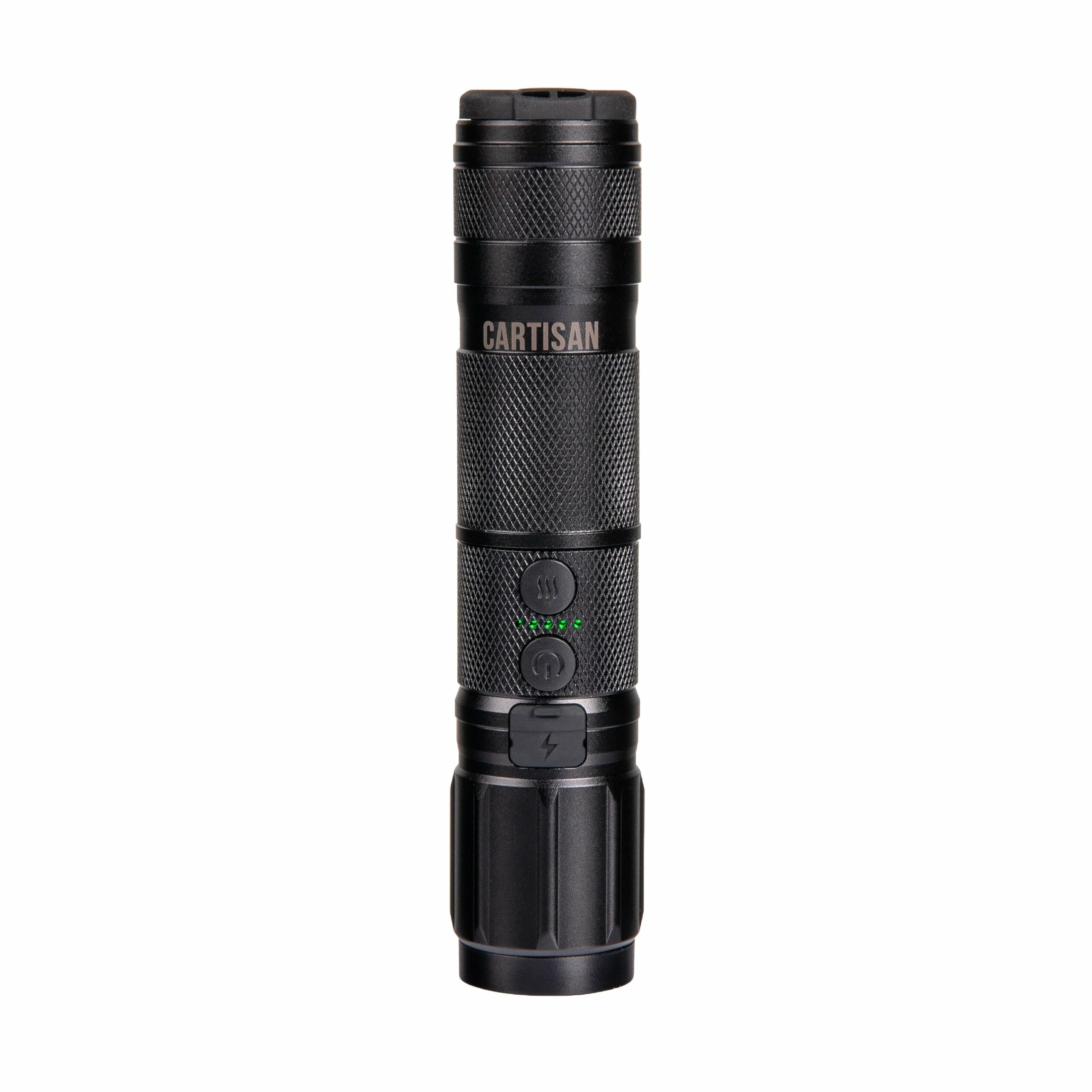 Cartisan High-Beam Flashlight Vaporizer featuring an ergonomic design and three-setting flashlight, perfect for smooth performance and convenience.
