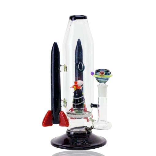Empire Glassworks Flagship Galactic Glass Bong, a 9-inch artistic masterpiece designed for dry herb use, featuring intricate galactic patterns and vibrant colors that enhance both functionality and aesthetic appeal, perfect for an upscale cannabis experience from Cannabox.