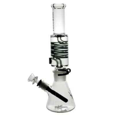 The Freeze Pipe Beaker Bong from Cannabox showcases a sleek and modern design, featuring a unique glycerin chamber that cools each hit for a smooth smoking experience. Its elegant beaker shape enhances stability while providing a visually appealing aesthetic, perfect for any cannabis enthusiast looking to elevate their sessions.