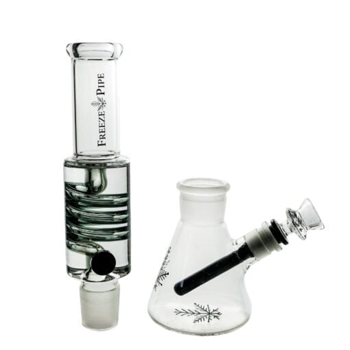 The Freeze Pipe Beaker Bong from Cannabox showcases a sleek and modern design, featuring a unique glycerin chamber that cools each hit for a smooth smoking experience. Its elegant beaker shape enhances stability while providing a visually appealing aesthetic, perfect for any cannabis enthusiast looking to elevate their sessions.