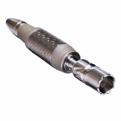 DynaVap VonG X vaporizer showcasing its sleek titanium and stainless steel design, adjustable airflow mouthpiece, and polished midsection.