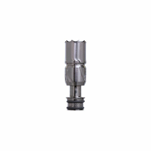 DynaVap VonG X vaporizer showcasing its sleek titanium and stainless steel design, adjustable airflow mouthpiece, and polished midsection.