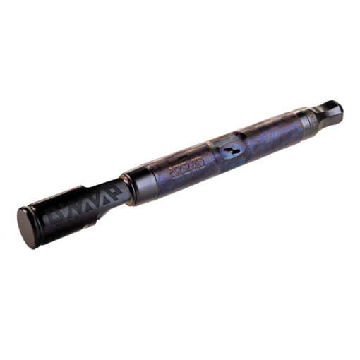 DynaVap M 7 XL Stealth thermal extraction device showcasing premium titanium construction, sleek design, and vibrant color play in deep purple and blue.