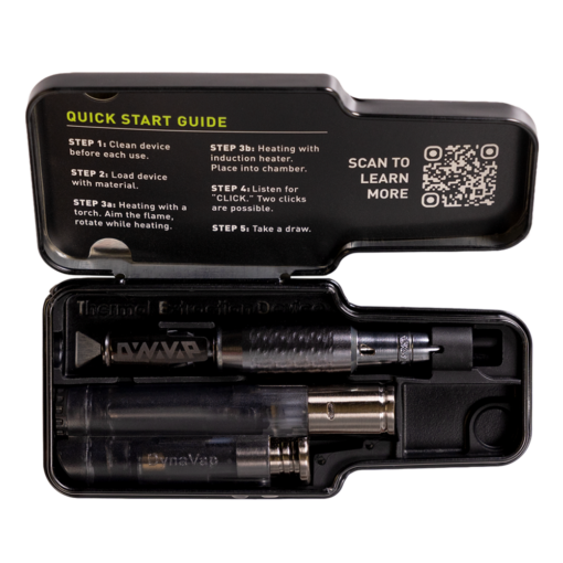 DynaVap VonG X - Stealth vaporizer showcasing its sleek titanium design and custom tin case, perfect for stylish and discreet sessions.