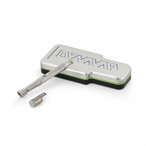 DynaVap UniDyn Captive vaporizer showcasing its sleek titanium design and adjustable airflow settings, perfect for flavor enthusiasts.