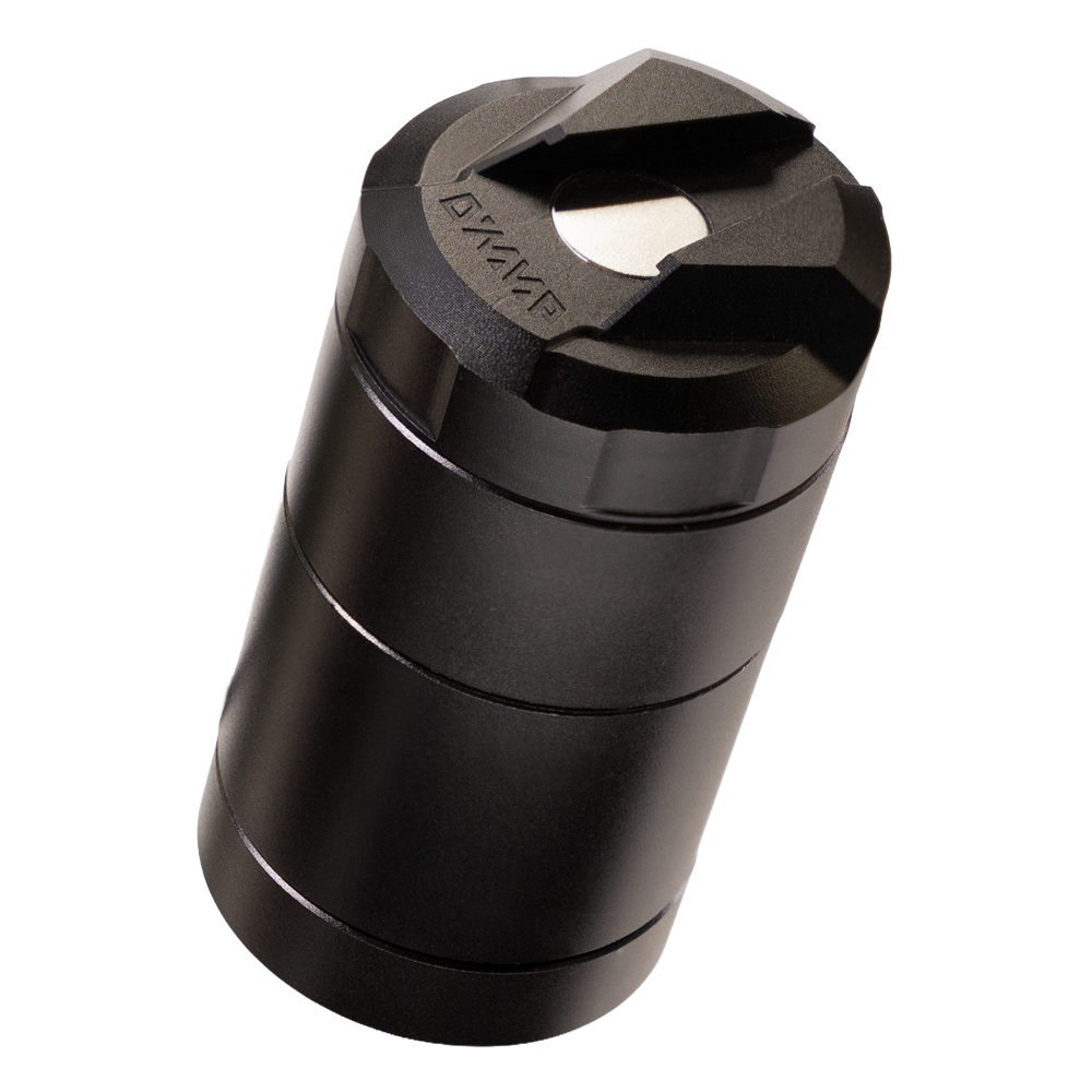 DynaBank modular herb storage solution featuring durable anodized aluminum, three O-Ring sealed compartments, and integrated debowler for efficient material management. - Purple