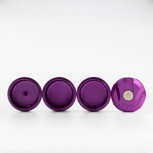 DynaBank modular herb storage solution featuring durable anodized aluminum, three O-Ring sealed compartments, and integrated debowler for efficient material management.