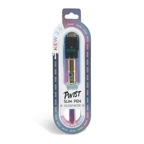 Ooze Twist Slim Pen 2.0 in Panther Black, showcasing its sleek matte finish and professional packaging, designed for discreet and stylish vaping.