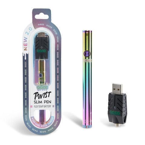 Ooze Twist Slim Pen 2.0 in Panther Black, showcasing its sleek matte finish and professional packaging, designed for discreet and stylish vaping.