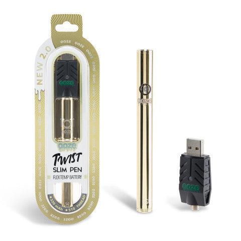 Ooze Twist Slim Pen 2.0 in Panther Black, showcasing its sleek matte finish and professional packaging, designed for discreet and stylish vaping.