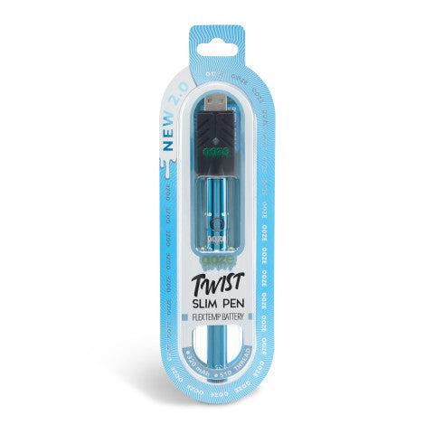 Ooze Twist Slim Pen 2.0 in Panther Black, showcasing its sleek matte finish and professional packaging, designed for discreet and stylish vaping.