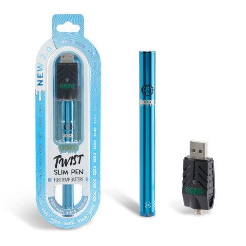Ooze Twist Slim Pen 2.0 in Panther Black, showcasing its sleek matte finish and professional packaging, designed for discreet and stylish vaping.