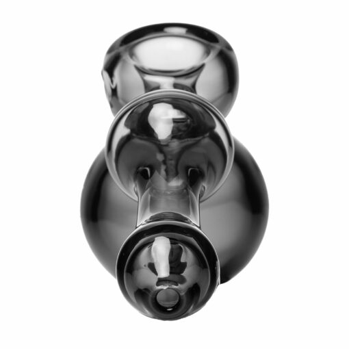 Human Grade Hammer Bubbler made of durable borosilicate glass, featuring a hammer shape and straight perc design, measuring 5.2" x 2.6" x 1.7".