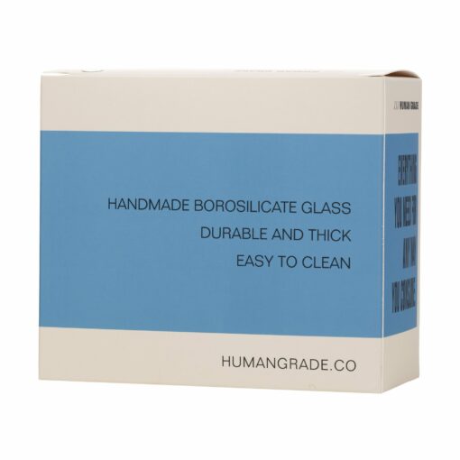Human Grade Hammer Bubbler made of durable borosilicate glass, featuring a hammer shape and straight perc design, measuring 5.2" x 2.6" x 1.7".