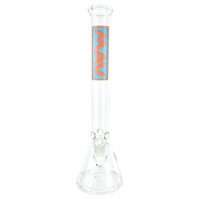 18-inch classic beaker bong in pink and blue, featuring a 50mm diameter and ice pinch for enhanced cooling, perfect for smooth hits. - Default Title