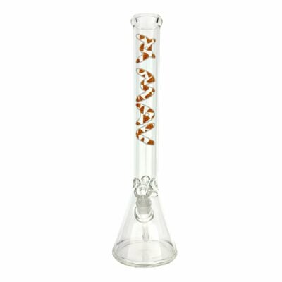 18-inch MAV Pizza Logo Beaker Bong featuring a vibrant pizza logo, 50mm diameter, and ice pinch for a smooth smoking experience. - Default Title