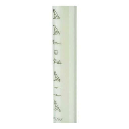 18-inch Hieroglyph MAV Glass Pyramid Laser Beaker Bong featuring intricate laser etching, slitted pyramid perc, and ice pinch for enhanced smoking experience.