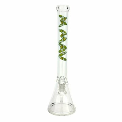 18-inch MAV Avocado Logo Beaker Bong showcasing its sleek design and vibrant avocado logo, perfect for an elevated smoking experience. - Avocado